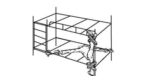 馬三家勞教所酷刑組合:「死人床」與「上開口器」,《馬三家來信》插圖。(孫毅繪)