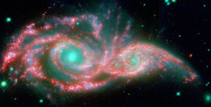 宇宙充滿神奇，地球的起源也是科學之謎。圖為深太空的星系景象。（NASA, ESA/JPL-Caltech/STScI/D. Elmegreen (Vassar).）
