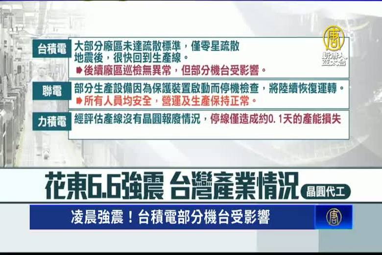凌晨強震!台積電部分機台受影響