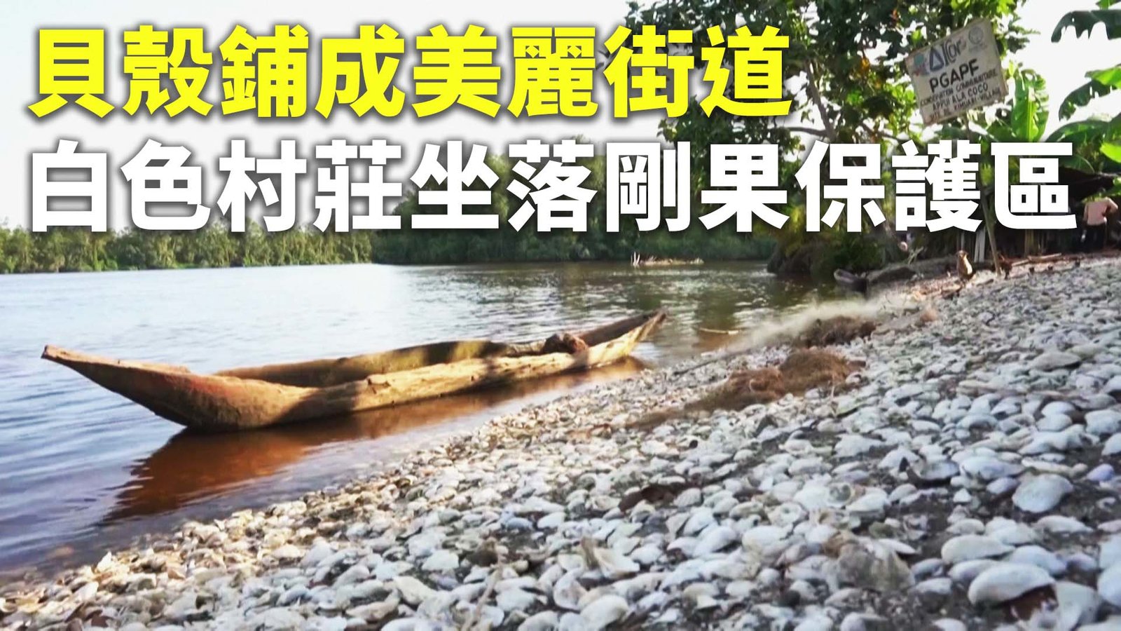 貝殼鋪成美麗街道 白色村莊坐落剛果保護區