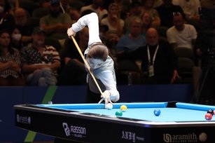 台灣撞球名將「大眼妹」周婕妤(圖)17日在伯明罕世界運動會撞球女子9號球決賽以5比9不敵英國名將費雪,拿下銀牌。(圖/體育署提供)