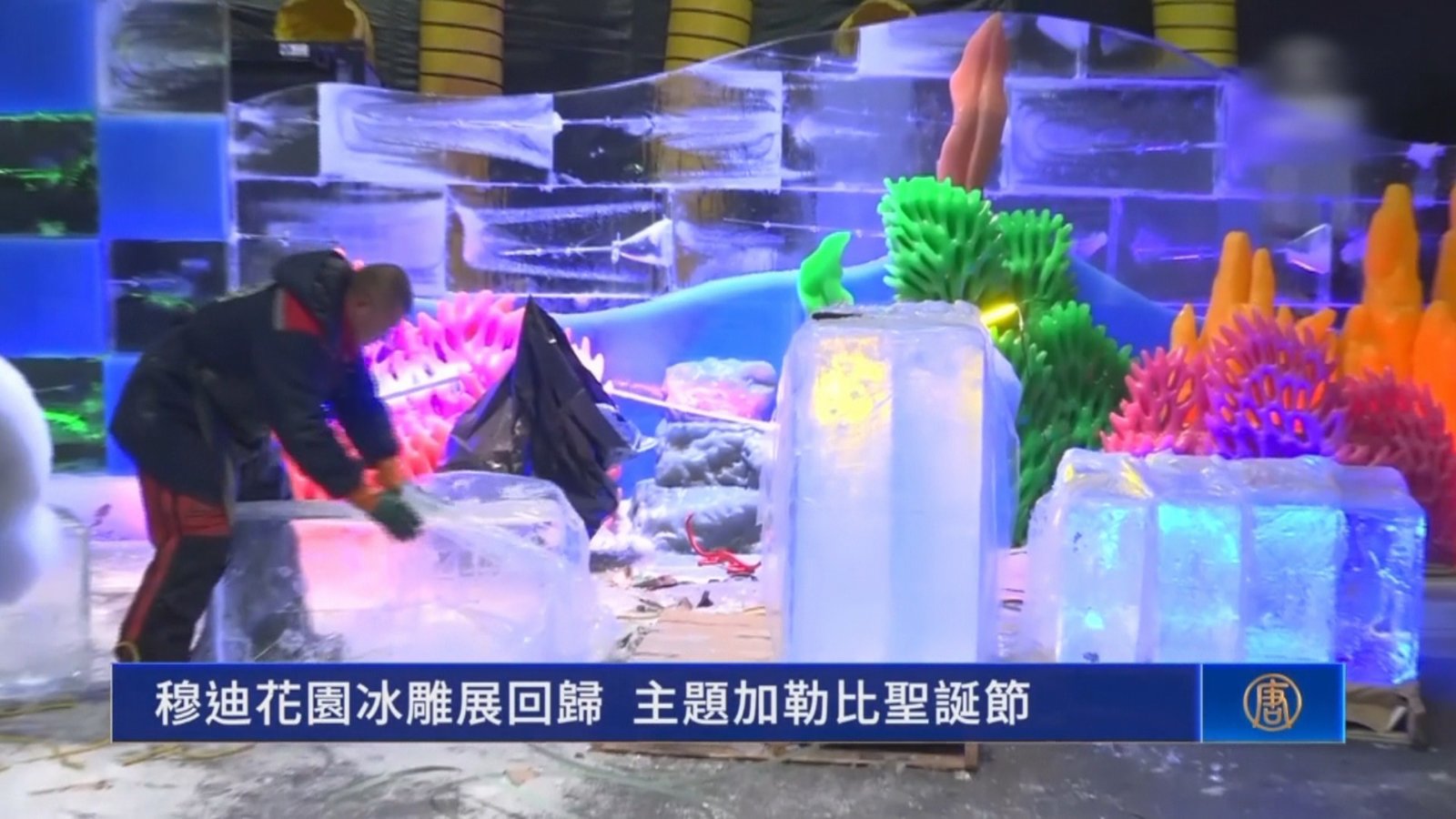 美國穆迪花園冰雕展回歸 主題加勒比聖誕節