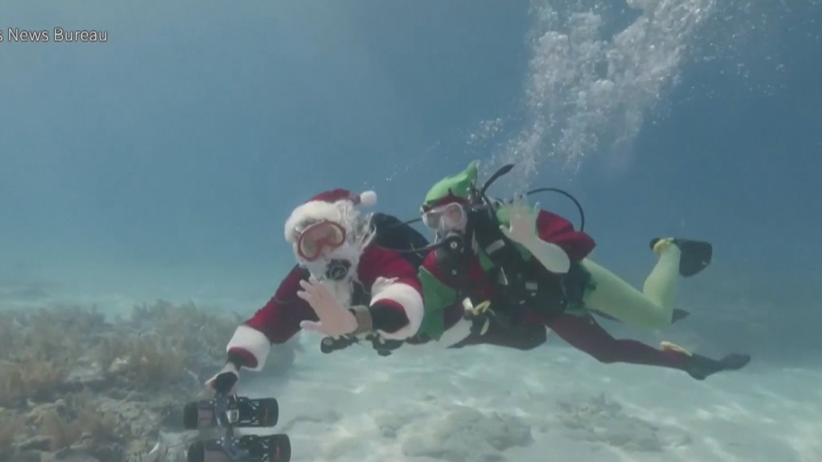 聖誕老人與魚共舞 意外撿獲小精靈