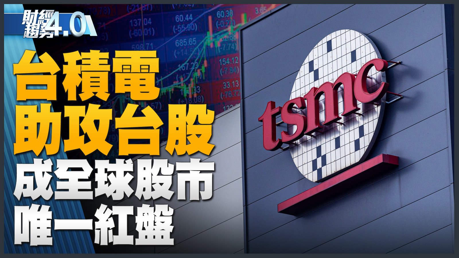 台積電助攻台股 成全球股市唯一紅盤!