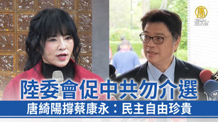 陸委會促中共勿介選 唐綺陽撐蔡康永:民主自由珍貴