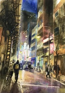 蔡岳霖水彩個展作品_彩燈人間