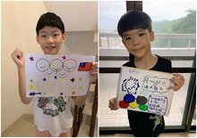 鼓山區中山國小桌球隊員為國內奧運代表團選手加油（高市教育局提供）