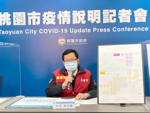桃園市12日再新增3例COVID-19（2019冠狀病毒疾病）本土個案及6例境外移入個案，市長鄭文燦下午主持疫情說明記者會時表示，目前就足跡及風險調查來看，社區屬相對安全。（圖／桃園市政府提供）