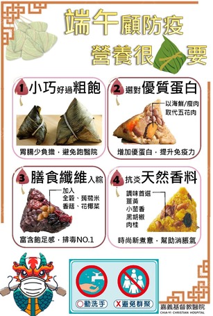 嘉義基督教醫院教你 聰明健康吃粽 不露重       (嘉義基督教醫院提供)