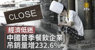 經濟低迷消 中國首季46萬家餐飲企業倒閉