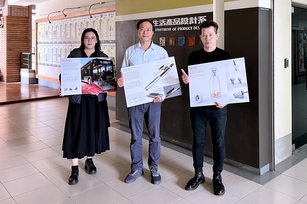 樹科大產設系老師帶領學生創作的三件成果，獲得第十八屆波蘭國際發明競賽三面金牌。（樹德科技大學提供）