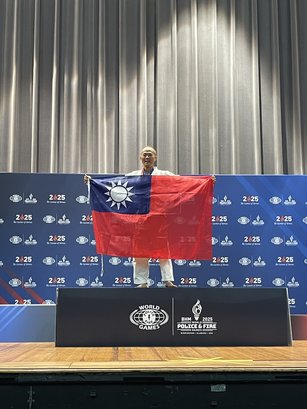 彰化警局柔道悍將林世明 勇奪世界警消運動會首金（彰化縣政府提供）