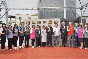 新園鄉C幹線抽水站今天啟用，地方仕紳都到場祝福(屏東縣府 提供)